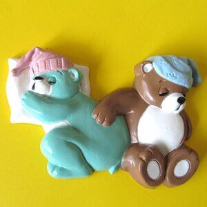 Vintage nursery plaque Sleeping bears